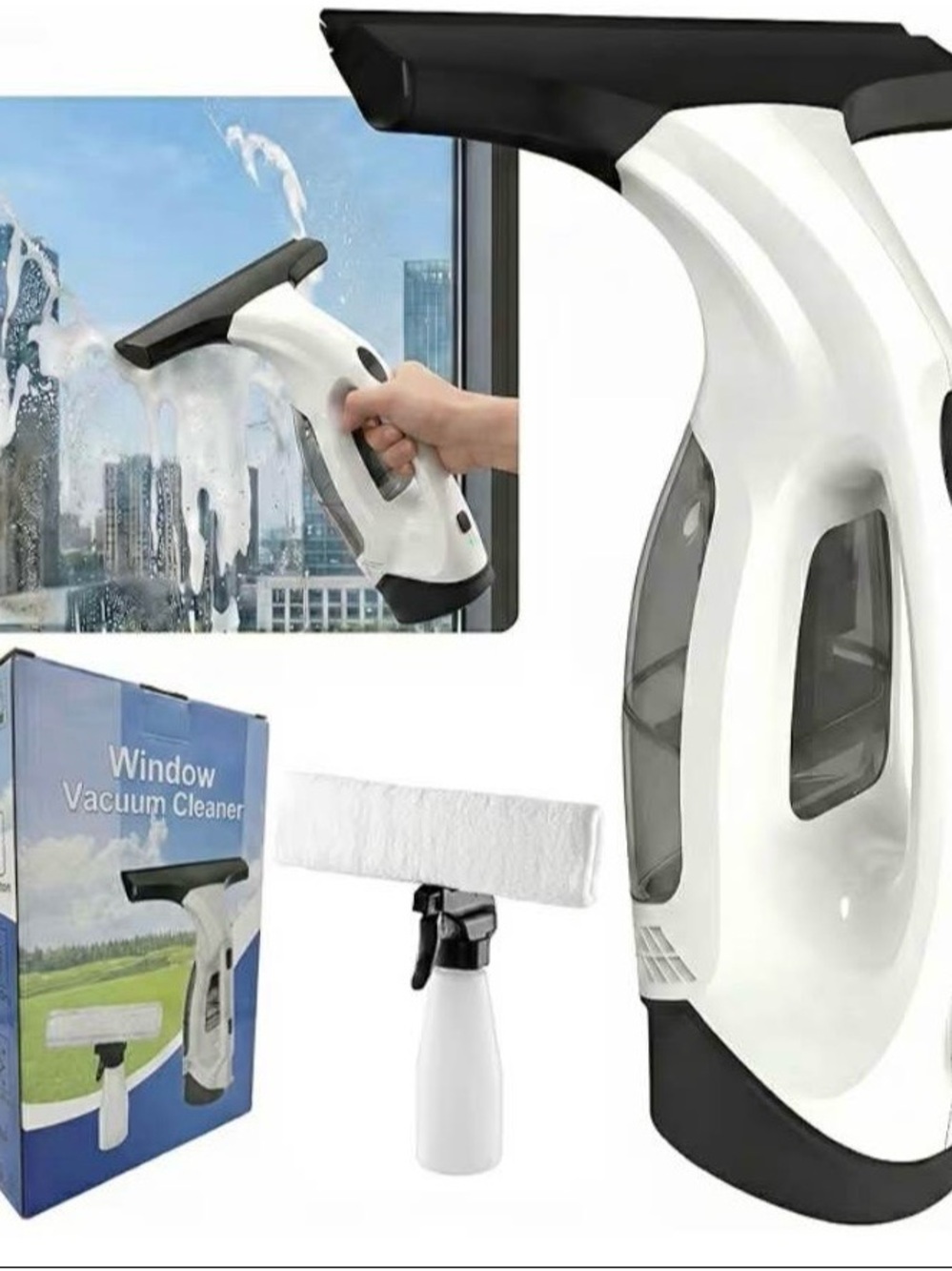 NEW Cordless Window Vacuum Squeegee Electric Glass Shower Mirror Car Cleaner